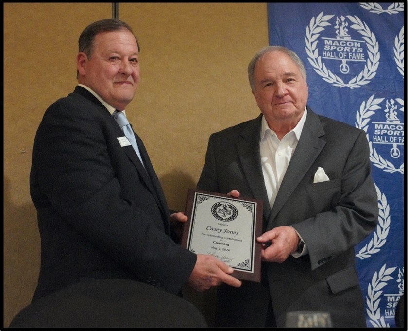 Russell Deese and Casey Jones holding Casey Jones's induction plaque together